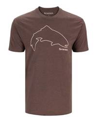 Simms Trout Outline T-Shirt Brown Heather L